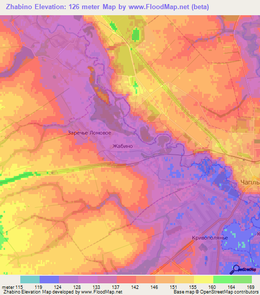 Zhabino,Russia Elevation Map