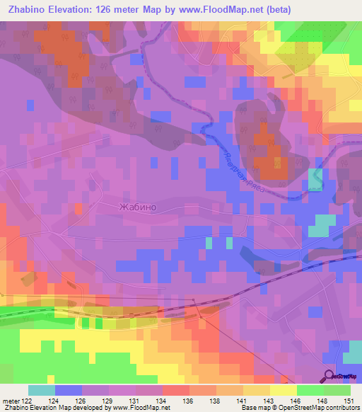 Zhabino,Russia Elevation Map