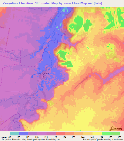 Zezyulino,Russia Elevation Map