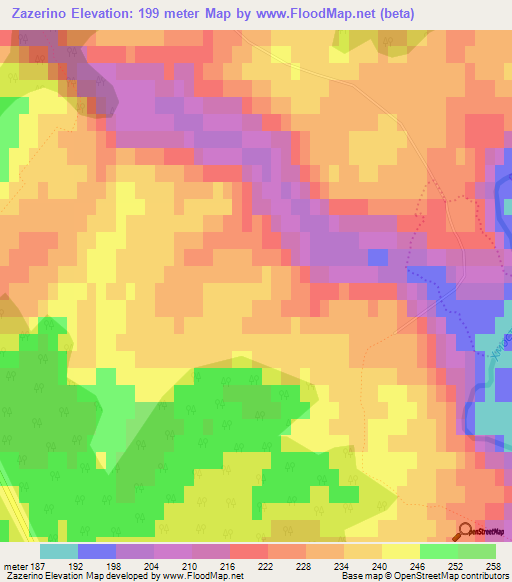 Zazerino,Russia Elevation Map