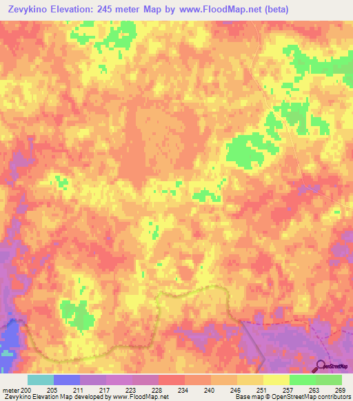 Zevykino,Russia Elevation Map