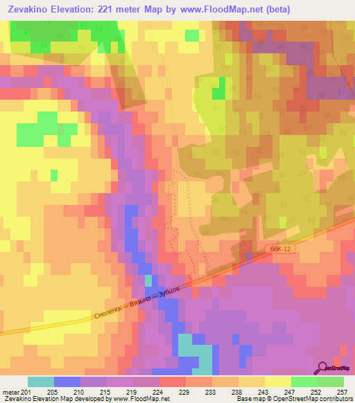 Zevakino,Russia Elevation Map