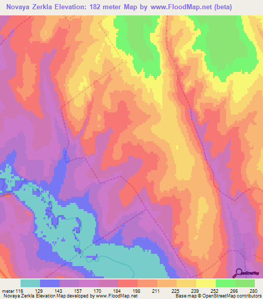 Novaya Zerkla,Russia Elevation Map