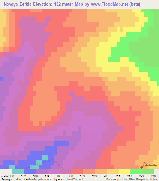 Novaya Zerkla,Russia Elevation Map