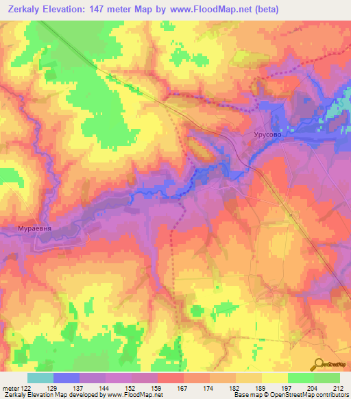 Zerkaly,Russia Elevation Map