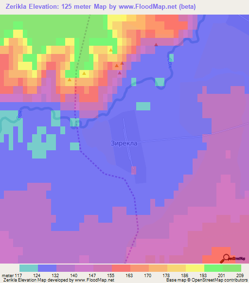 Zerikla,Russia Elevation Map