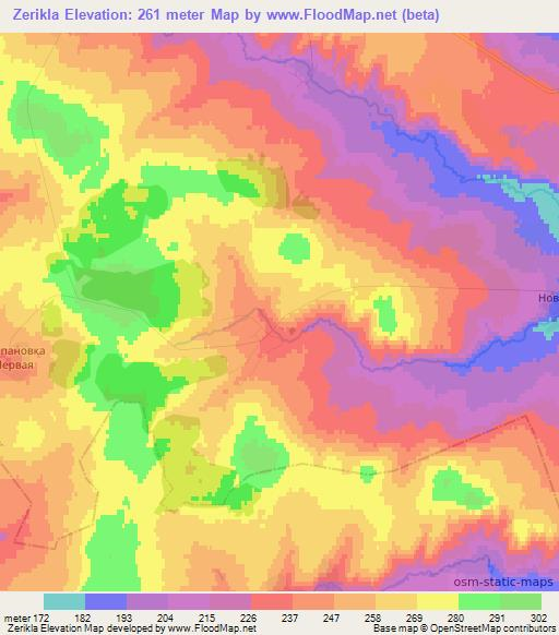 Zerikla,Russia Elevation Map