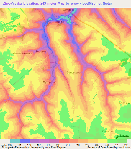 Zinov'yevka,Russia Elevation Map