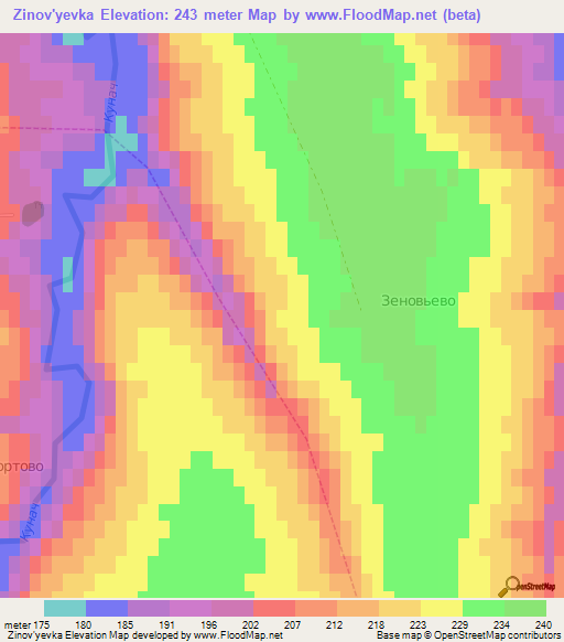 Zinov'yevka,Russia Elevation Map