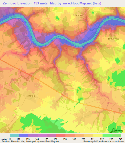 Zenilovo,Russia Elevation Map