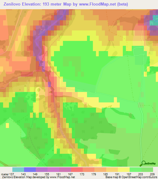 Zenilovo,Russia Elevation Map