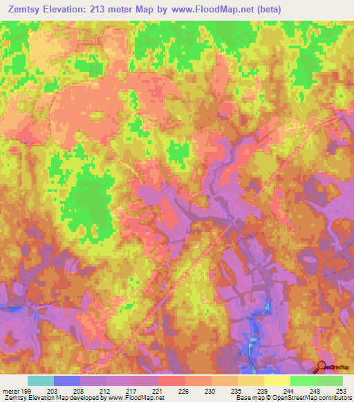 Zemtsy,Russia Elevation Map