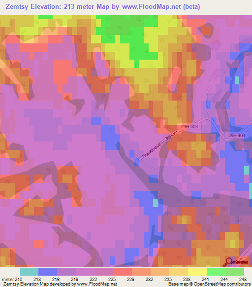 Zemtsy,Russia Elevation Map