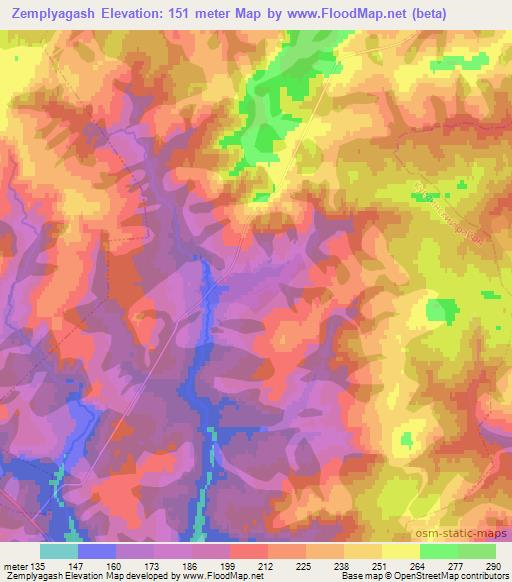 Zemplyagash,Russia Elevation Map