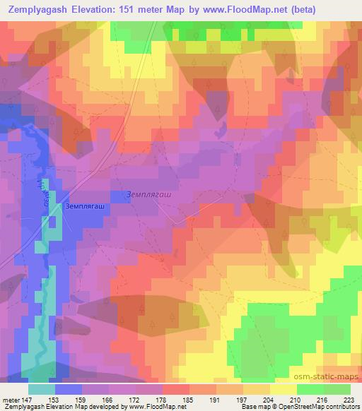 Zemplyagash,Russia Elevation Map