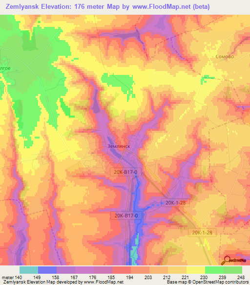 Zemlyansk,Russia Elevation Map