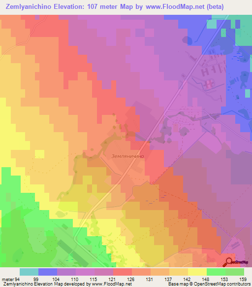 Zemlyanichino,Russia Elevation Map