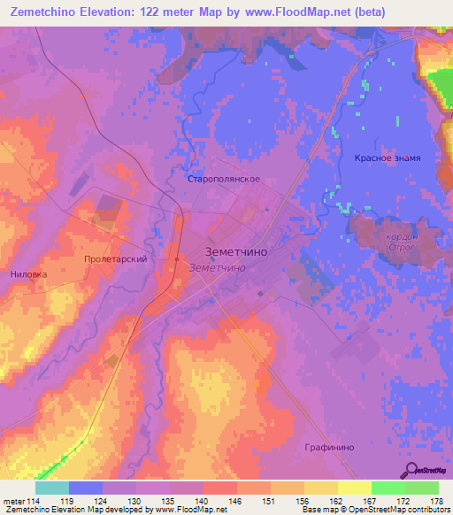 Zemetchino,Russia Elevation Map