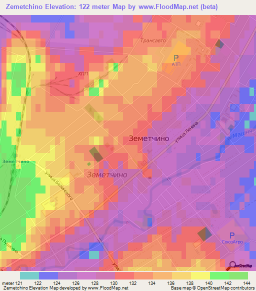 Zemetchino,Russia Elevation Map