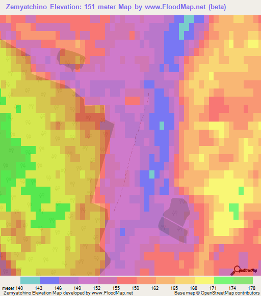 Zemyatchino,Russia Elevation Map