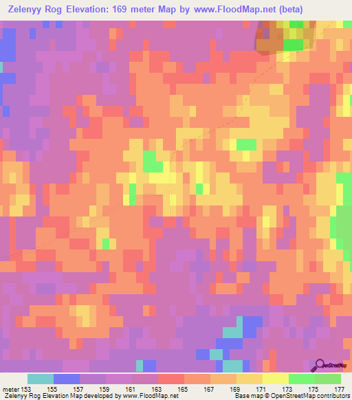 Zelenyy Rog,Russia Elevation Map