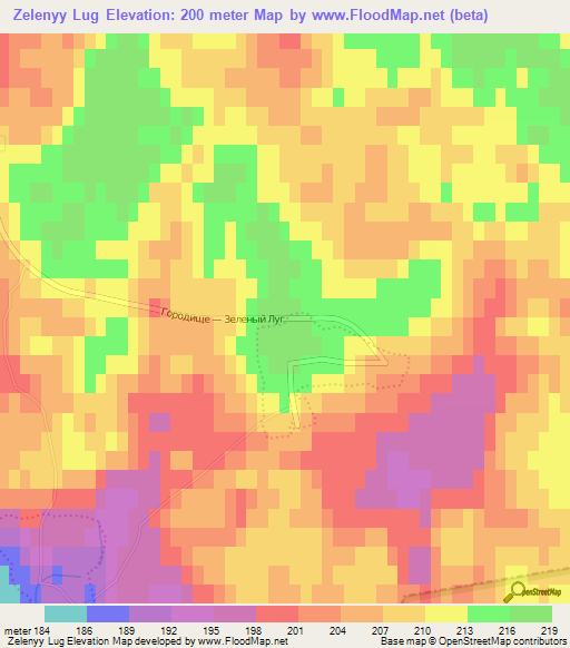 Zelenyy Lug,Russia Elevation Map