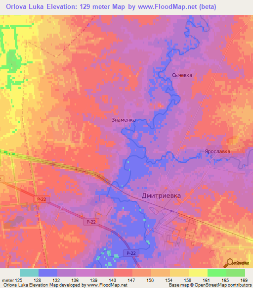 Orlova Luka,Russia Elevation Map