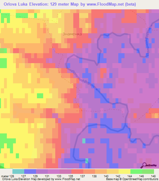 Orlova Luka,Russia Elevation Map