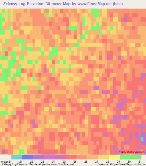 Zelenyy Lug,Russia Elevation Map