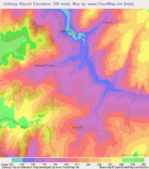 Zelenyy Klyuch,Russia Elevation Map