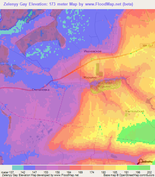 Zelenyy Gay,Russia Elevation Map