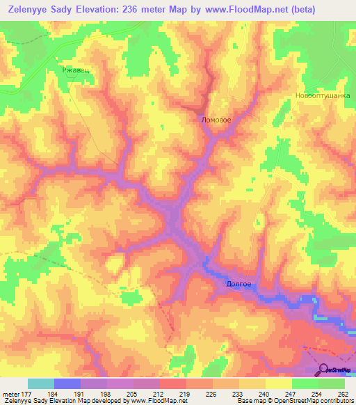 Zelenyye Sady,Russia Elevation Map