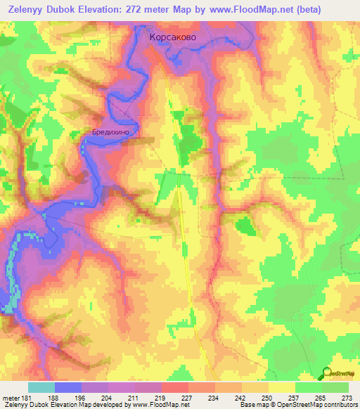 Zelenyy Dubok,Russia Elevation Map