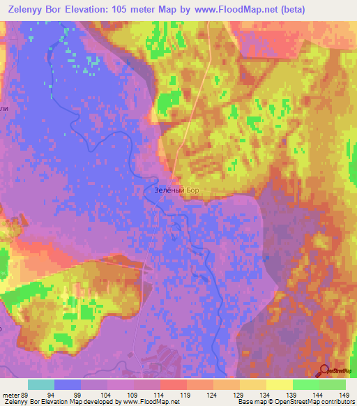 Zelenyy Bor,Russia Elevation Map