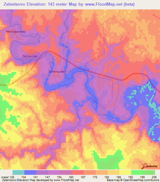 Zelentsovo,Russia Elevation Map