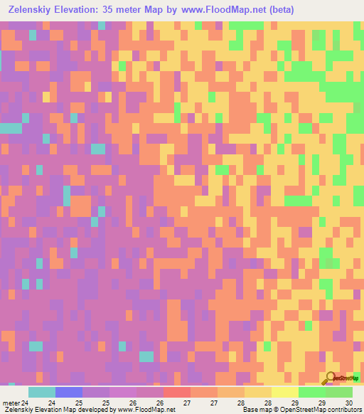 Zelenskiy,Russia Elevation Map