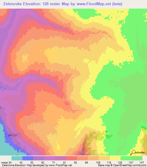 Zelenovka,Russia Elevation Map