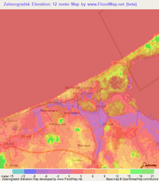 Zelenogradsk,Russia Elevation Map