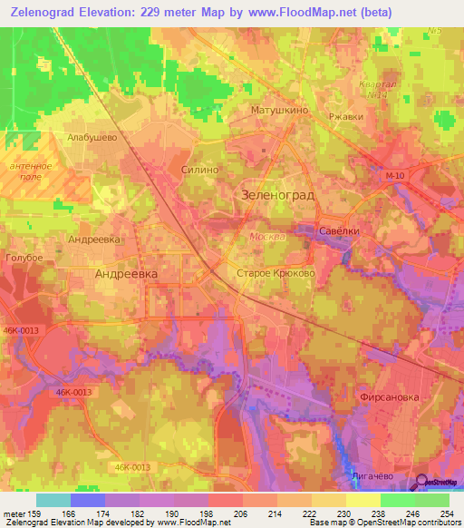 Zelenograd,Russia Elevation Map