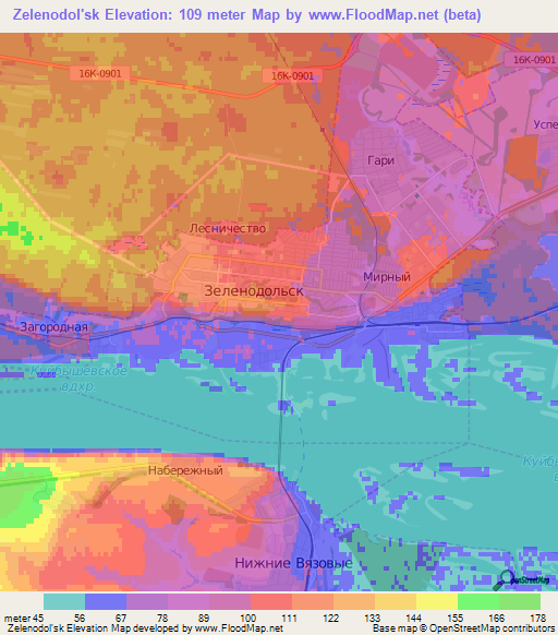 Zelenodol'sk,Russia Elevation Map