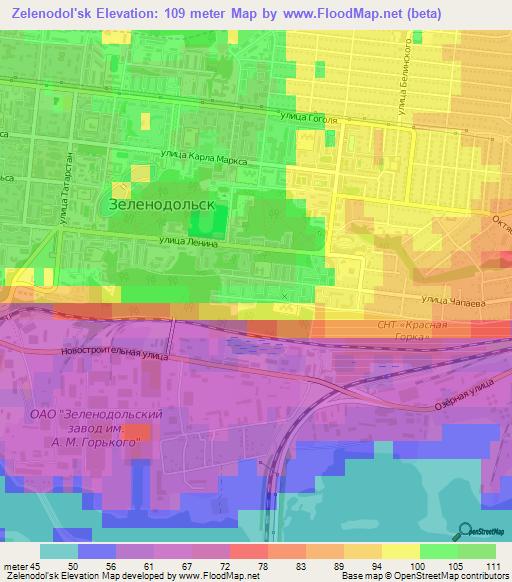 Zelenodol'sk,Russia Elevation Map