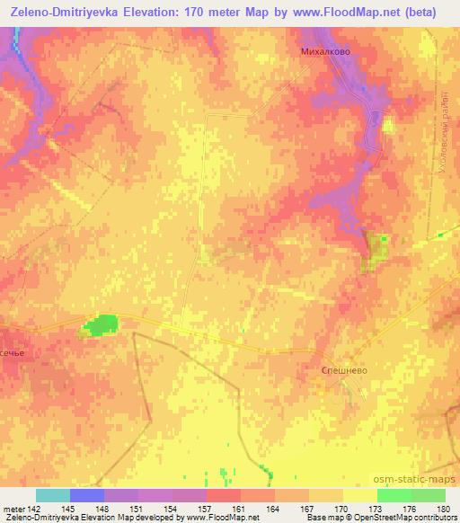 Zeleno-Dmitriyevka,Russia Elevation Map