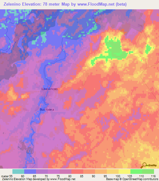 Zelenino,Russia Elevation Map