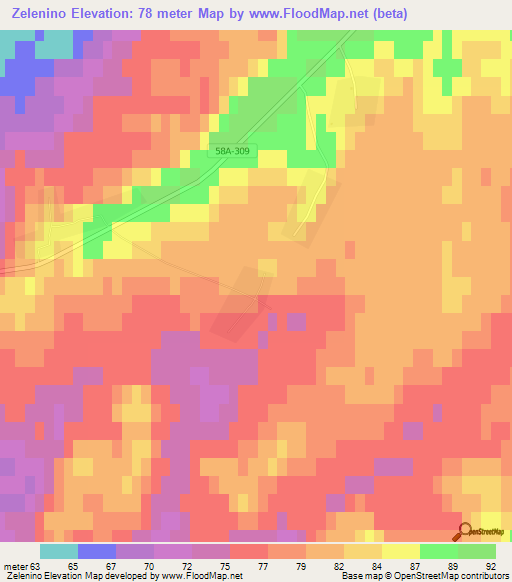 Zelenino,Russia Elevation Map