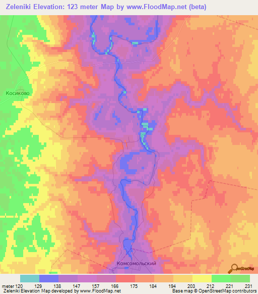 Zeleniki,Russia Elevation Map