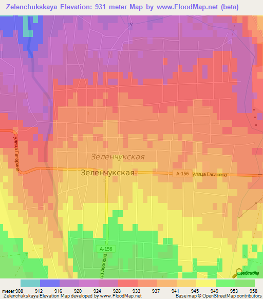 Zelenchukskaya,Russia Elevation Map