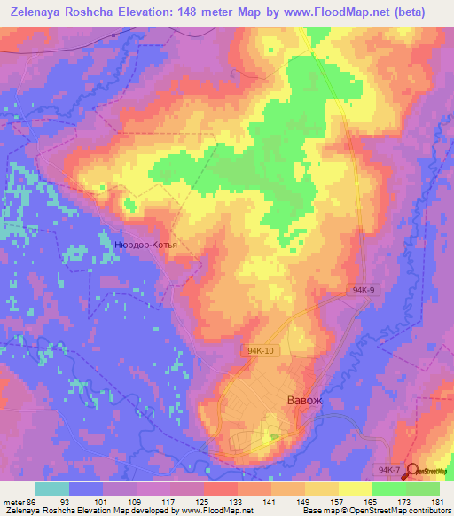 Zelenaya Roshcha,Russia Elevation Map