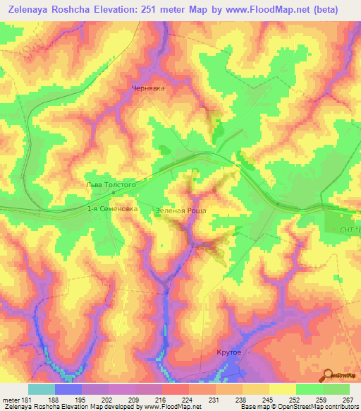 Zelenaya Roshcha,Russia Elevation Map