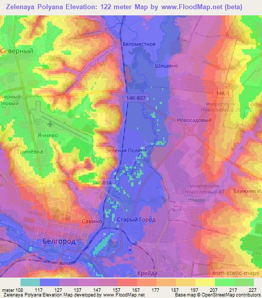 Zelenaya Polyana,Russia Elevation Map