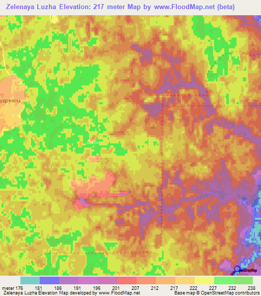 Zelenaya Luzha,Russia Elevation Map